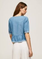 azul blusa de mezclilla con cuello en V Pepe Jeans 06X4369 mujer - Imagen 4