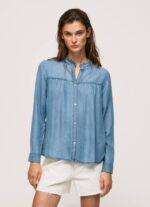 azul camisa regular fit cuello mao Pepe Jeans 06X4351 mujer