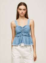 azul camiseta sin mangas de mezclilla Pepe Jeans 06X4350 mujer