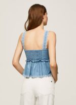 azul camiseta sin mangas de mezclilla Pepe Jeans 06X4350 mujer - Imagen 4