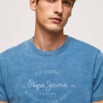azul claro playera con logo estampado Pepe Jeans 06X4967 hombres