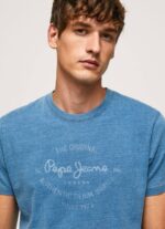 azul claro playera con logo estampado Pepe Jeans 06X4967 hombres