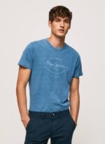azul claro playera con logo estampado Pepe Jeans 06X4967 hombres - Imagen 3