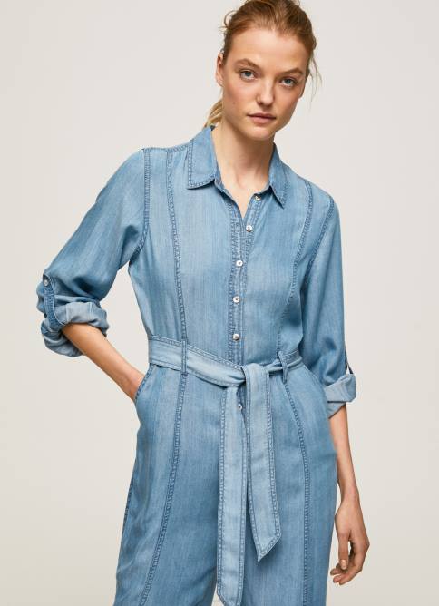 azul mono largo con detalle de cinturón Pepe Jeans 06X4192 mujer - Imagen 3