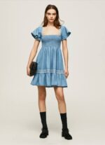 azul vestido de mezclilla bordado Pepe Jeans 06X4164 mujer - Imagen 2
