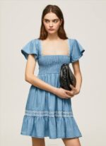 azul vestido de mezclilla bordado Pepe Jeans 06X4164 mujer