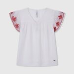 blanco blusa con bordado gaulle Pepe Jeans 06X41423 chica