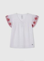 blanco blusa con bordado gaulle Pepe Jeans 06X41423 chica