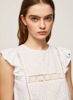 blanco camisa con detalles calados Pepe Jeans 06X4437 mujer