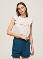 blanco camisa con detalles calados Pepe Jeans 06X4437 mujer - Imagen 3