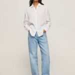 blanco camisa regular fit lisa Pepe Jeans 06X4333 mujer
