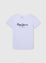 blanco camiseta básica con logo Pepe Jeans 06X41607 chico
