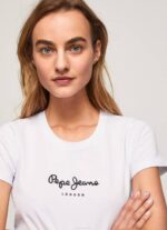 blanco camiseta básica con logo Pepe Jeans 06X4416 mujer - Imagen 3
