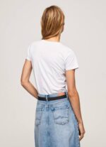 blanco camiseta básica con logo Pepe Jeans 06X4416 mujer - Imagen 4