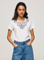 blanco camiseta con cordones en el cuello Pepe Jeans 06X4449 mujer - Imagen 2
