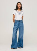 blanco camiseta con cordones en el cuello Pepe Jeans 06X4449 mujer