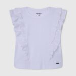 blanco camiseta con doble volante Pepe Jeans 06X41482 chica