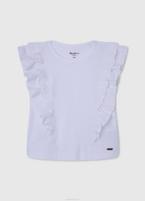 blanco_camiseta_con_doble_volante_pepe_jeans_06x41482_chica.jpg blanco camiseta con doble volante Pepe Jeans 06X41482 chica - Imagen 1