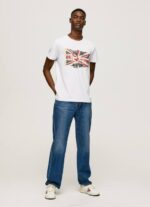 blanco camiseta con el logo de la bandera y la bandera ondeando Pepe Jeans 06X41014 hombres - Imagen 2