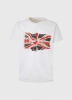 blanco camiseta con el logo de la bandera y la bandera ondeando Pepe Jeans 06X41014 hombres - Imagen 5