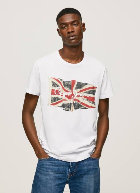 blanco_camiseta_con_el_logo_de_la_bandera_y_la_bandera_ondeando_pepe_jeans_06x41014_hombres.jpg blanco camiseta con el logo de la bandera y la bandera ondeando Pepe Jeans 06X41014 hombres - Imagen 1