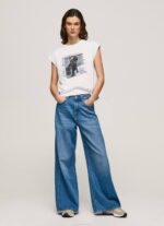 blanco camiseta con estampado de foto Pepe Jeans 06X4410 mujer - Imagen 2