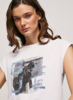 blanco camiseta con estampado de foto Pepe Jeans 06X4410 mujer - Imagen 3