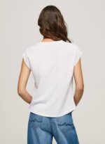 blanco camiseta con estampado de foto Pepe Jeans 06X4410 mujer - Imagen 4