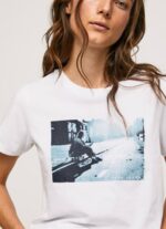 blanco camiseta con estampado de foto Pepe Jeans 06X4429 mujer - Imagen 3
