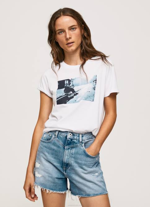 blanco_camiseta_con_estampado_de_foto_pepe_jeans_06x4429_mujer.jpg blanco camiseta con estampado de foto Pepe Jeans 06X4429 mujer - Imagen 1