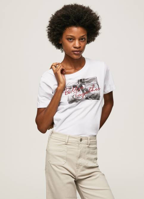 blanco_camiseta_con_estampado_de_foto_pepe_jeans_06x4432_mujer.jpg blanco camiseta con estampado de foto Pepe Jeans 06X4432 mujer - Imagen 1