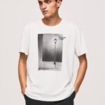 blanco camiseta con estampado de foto Pepe Jeans 06X4958 hombres