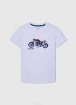 blanco camiseta con estampado de motos Pepe Jeans 06X41644 chico