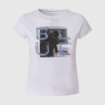 blanco camiseta con estampado monocromático Pepe Jeans 06X41453 chica