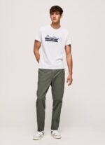blanco camiseta de algodón con logo de pinceles Pepe Jeans 06X4930 hombres - Imagen 2