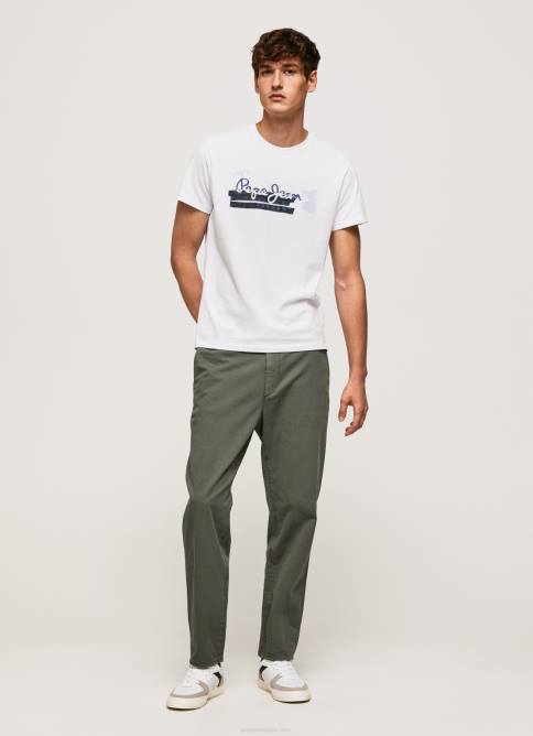blanco camiseta de algodón con logo de pinceles Pepe Jeans 06X4930 hombres - Imagen 2