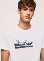 blanco camiseta de algodón con logo de pinceles Pepe Jeans 06X4930 hombres - Imagen 3