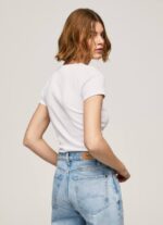 blanco camiseta de algodón con logo Pepe Jeans 06X4404 mujer - Imagen 4