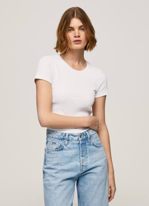 blanco_camiseta_de_algodon_con_logo_pepe_jeans_06x4404_mujer.jpg blanco camiseta de algodón con logo Pepe Jeans 06X4404 mujer - Imagen 1