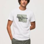 blanco camiseta de algodón con logo Pepe Jeans 06X4938 hombres