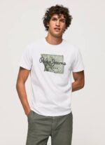 blanco camiseta de algodón con logo Pepe Jeans 06X4938 hombres