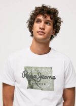 blanco camiseta de algodón con logo Pepe Jeans 06X4938 hombres - Imagen 3
