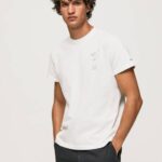 blanco camiseta de algodón lavado y teñido Pepe Jeans 06X4942 hombres