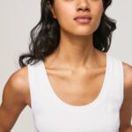 blanco camiseta de canalé con manga sisa Pepe Jeans 06X4457 mujer