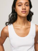 blanco camiseta de canalé con manga sisa Pepe Jeans 06X4457 mujer
