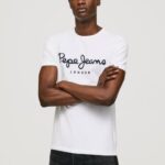 blanco camiseta de manga corta de algodón Pepe Jeans 06X41002 hombres