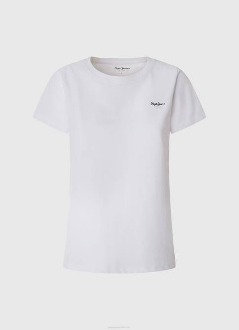 blanco camiseta de manga corta de algodón Pepe Jeans 06X4420 mujer - Imagen 5