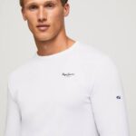 blanco camiseta de manga larga de algodón Pepe Jeans 06X41007 hombres