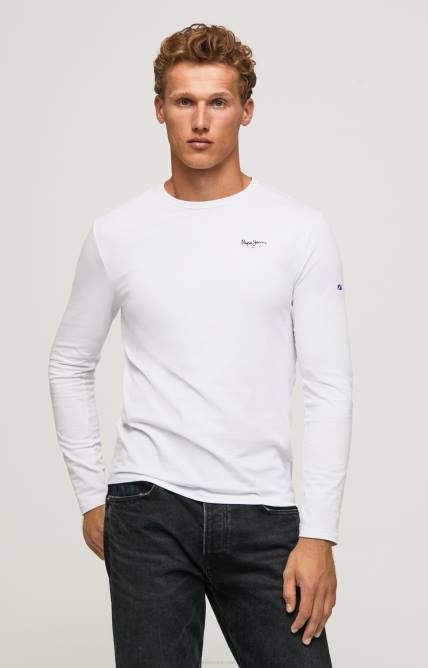 blanco camiseta de manga larga de algodón Pepe Jeans 06X41007 hombres - Imagen 3