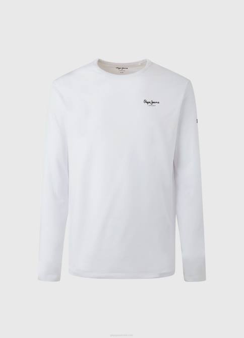 blanco camiseta de manga larga de algodón Pepe Jeans 06X41007 hombres - Imagen 5